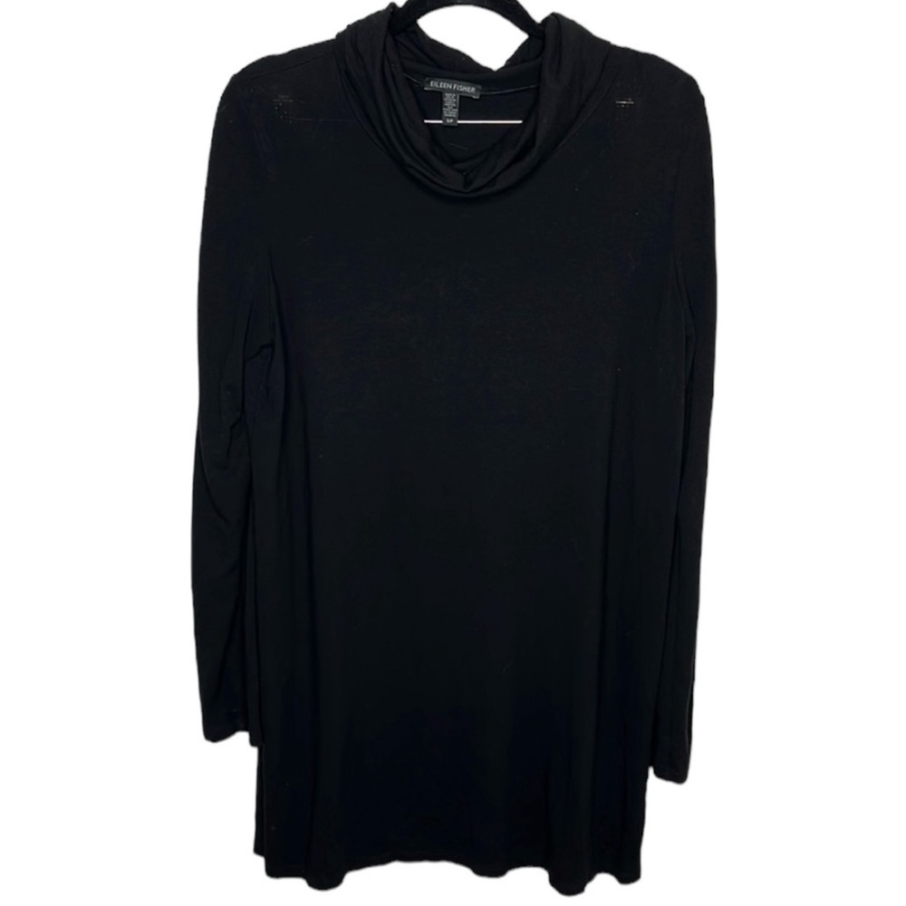 Eileen Fisher Black Turtleneck Stretch Long Sleeve Tunic Women's Size Small